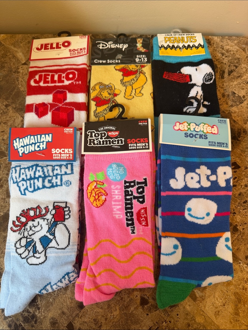 New Fun Crew Socks 6 pairs—Shoe Size 6-12